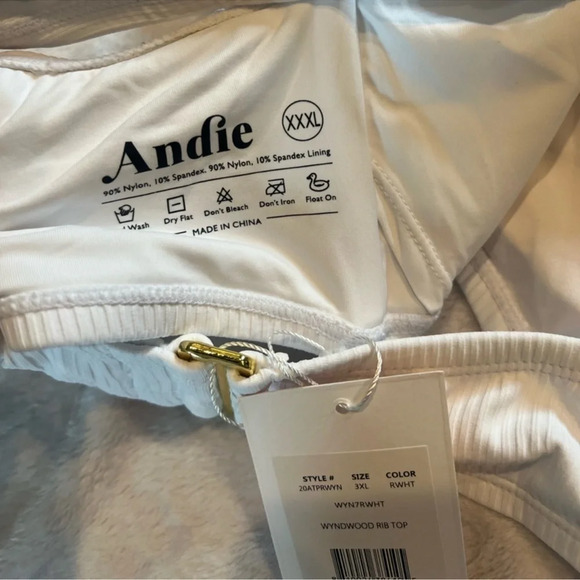 Andie Plus Size XXXL White Wyndwood Ribbed One Shoulder Bikini Top NWT - Picture 6 of 6